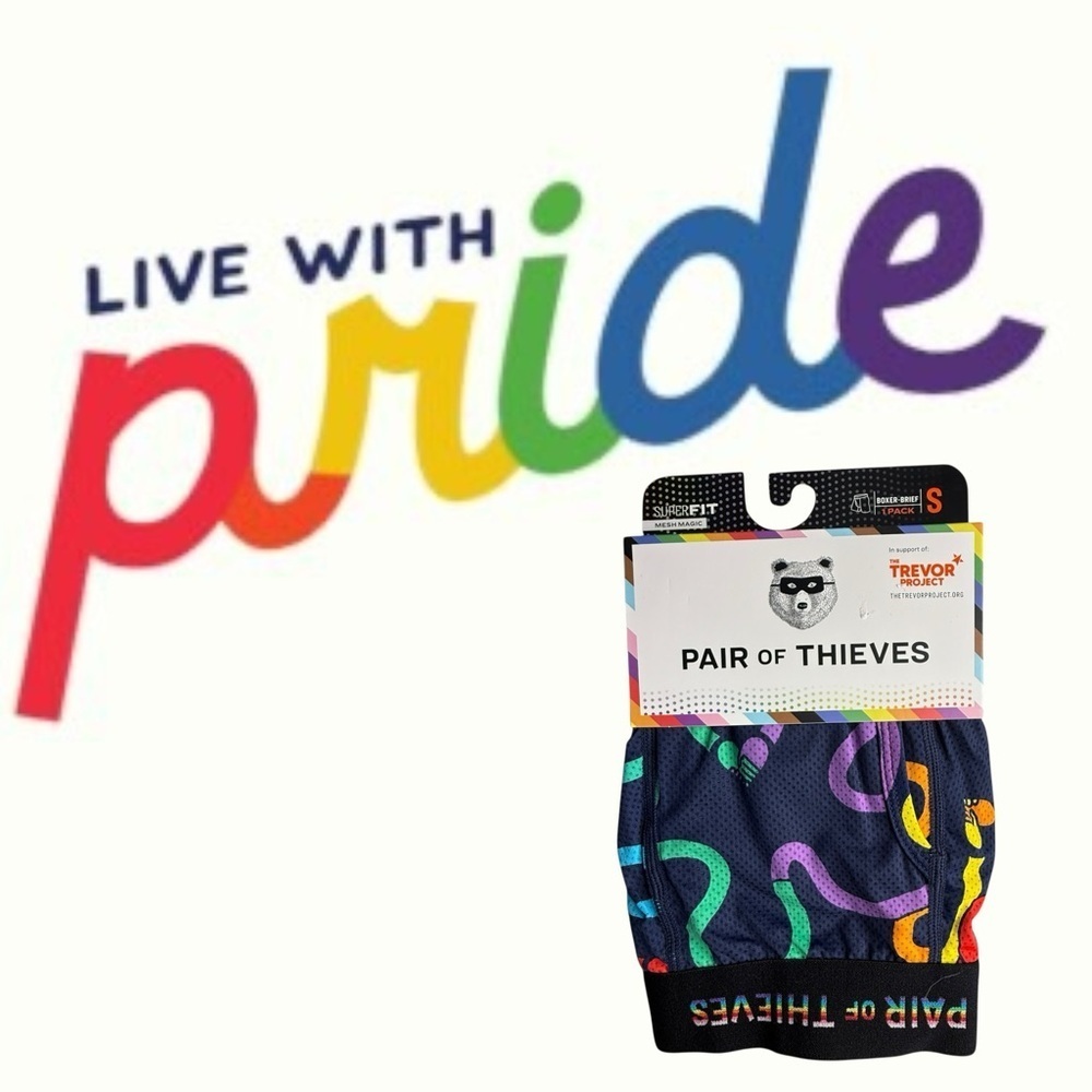 NWT Pair Of Thieves Pride Boxer Briefs The Trevor Project with Rainbows. Size S